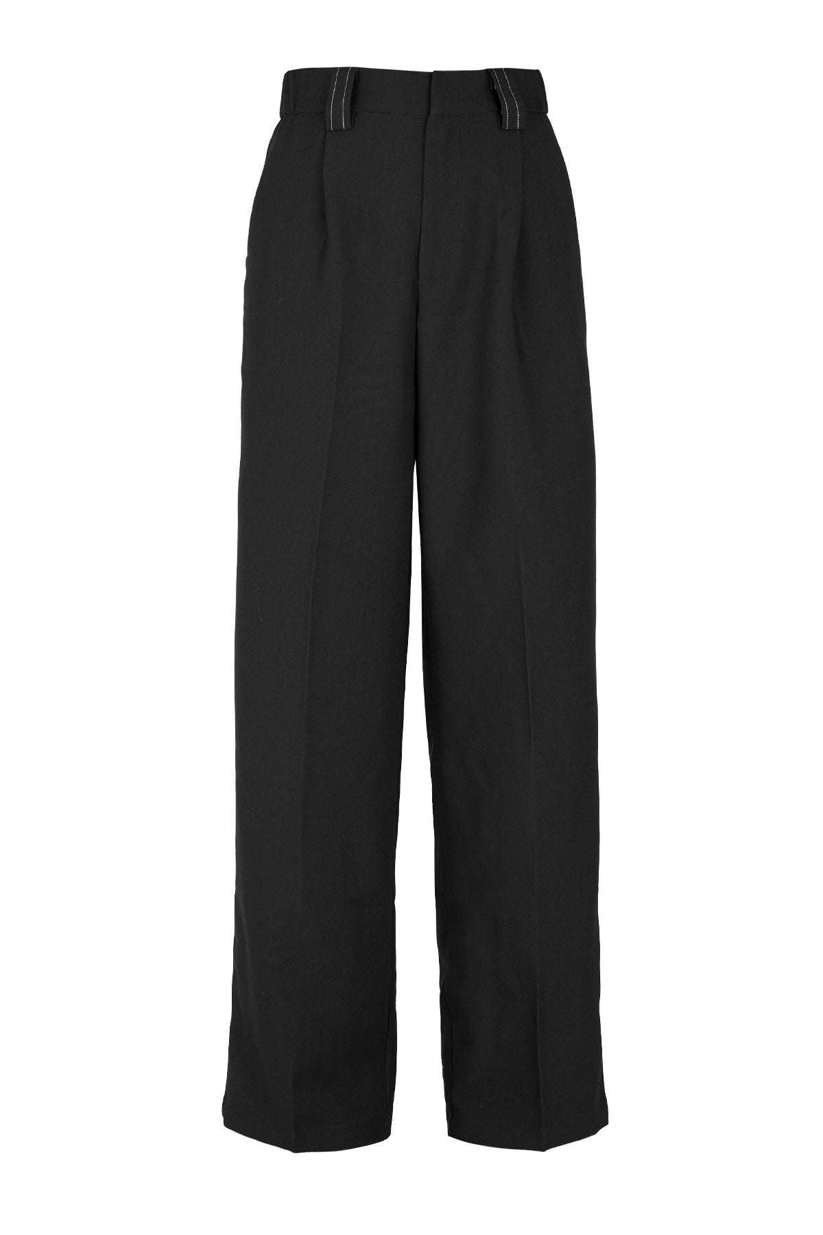 Contrast Stitch Pants - Black