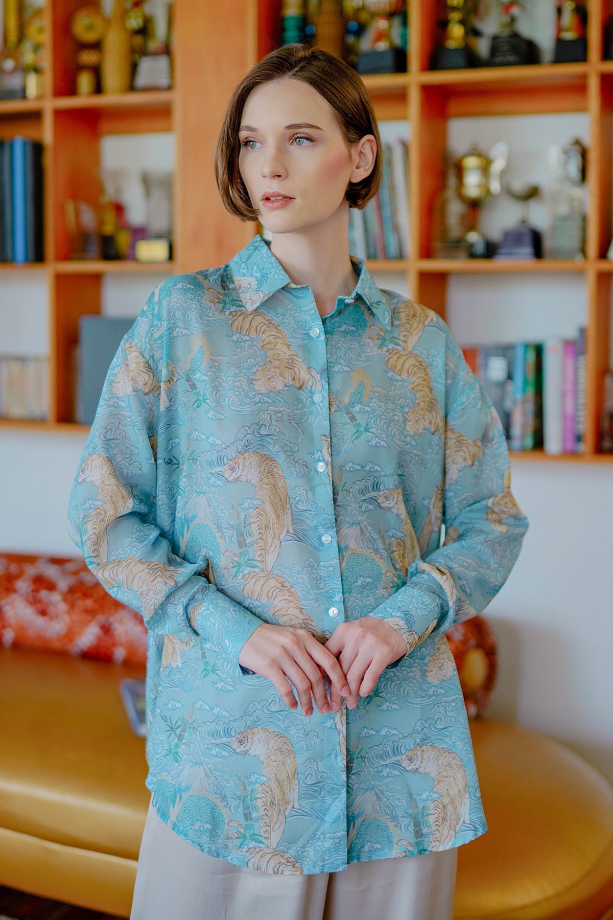 Tigress Oversize Voile Shirt - Blue