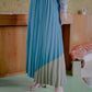 Kila Two Tone Pleated Skirt - Blue Gray