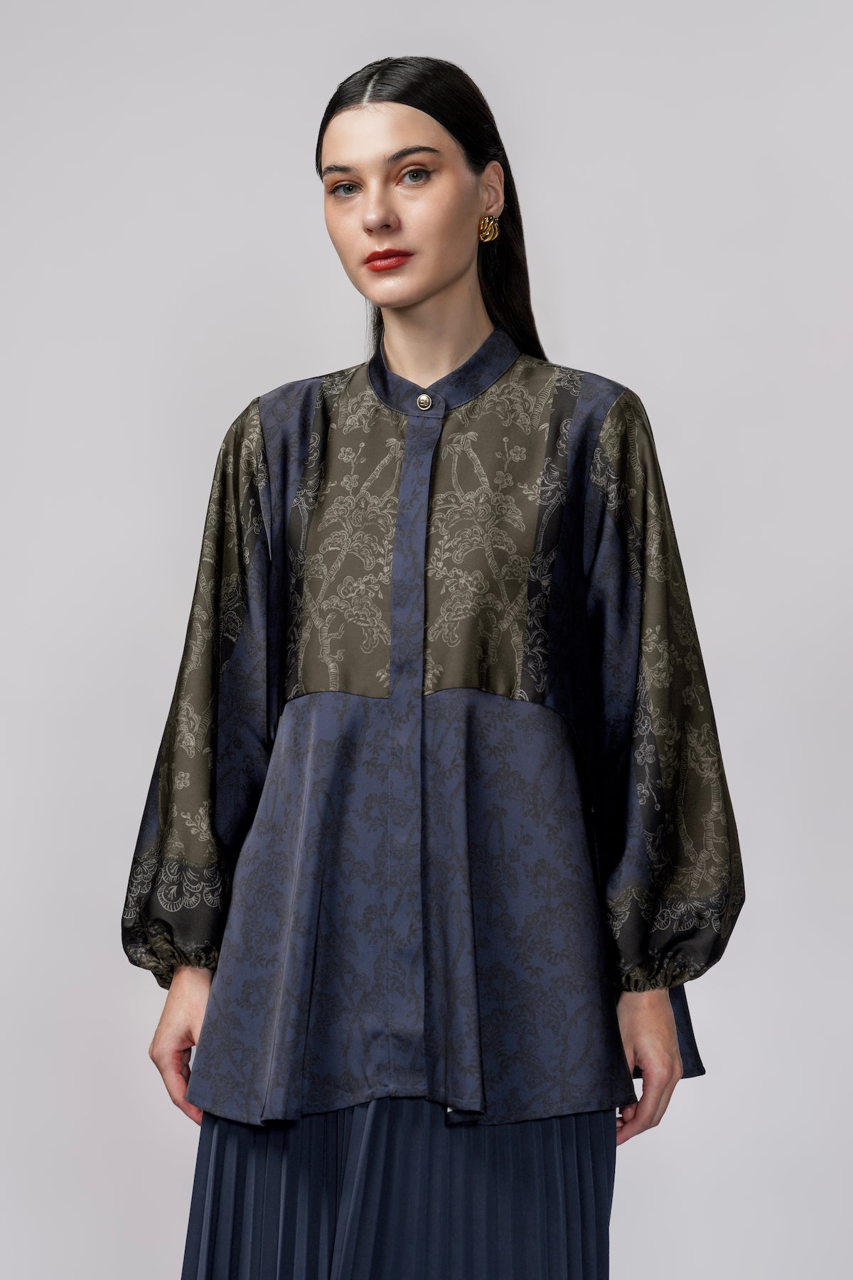 Samara Peplum Shirt - Sapphire