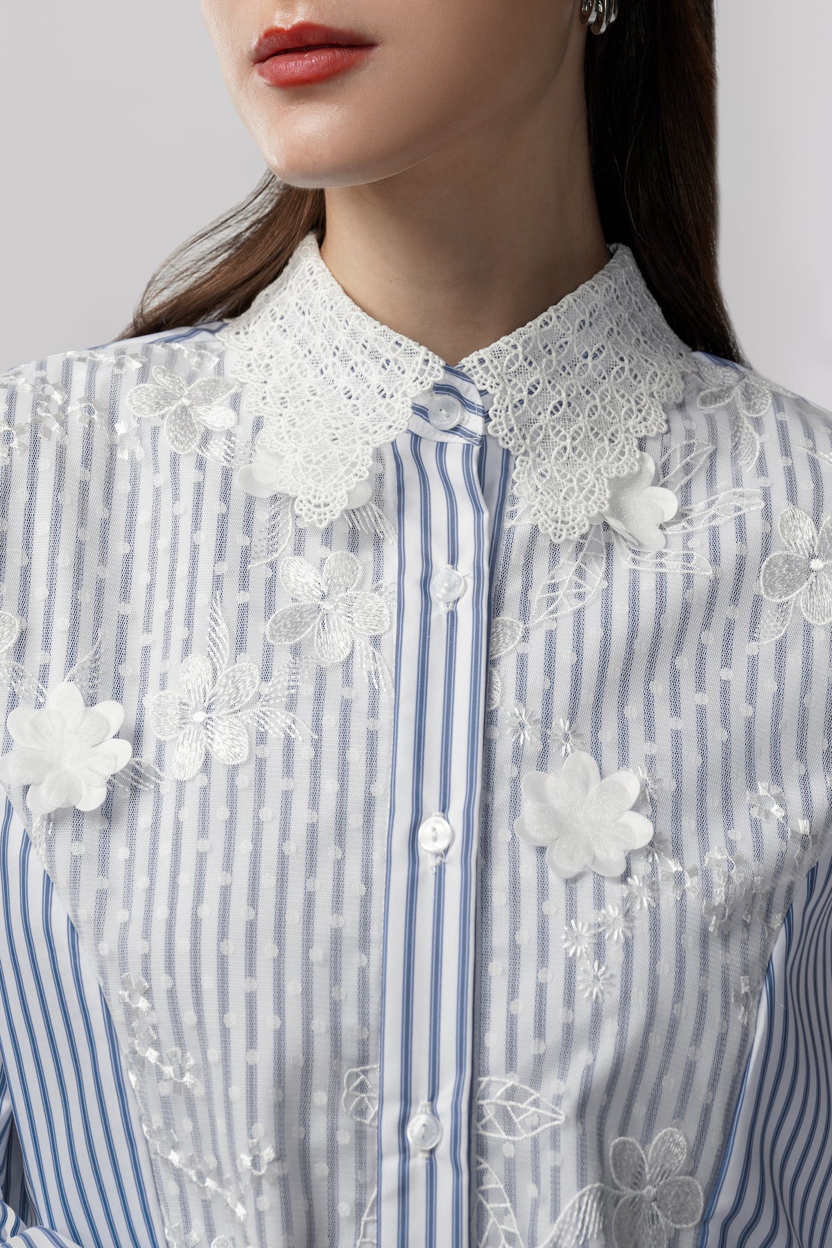 Jianne Lace Shirt - Blue Waves