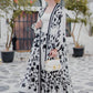 Monochrome Floral Tiered Maxi Outer - White