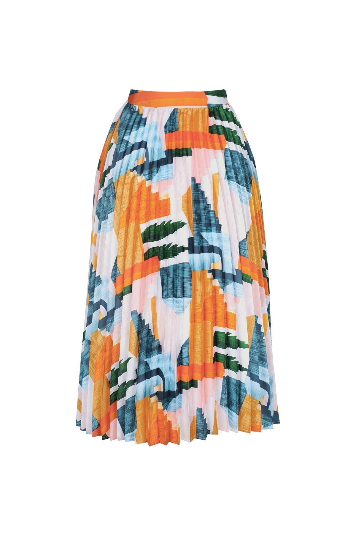 Ameena Abstract Pleated Skirt - Multicolor