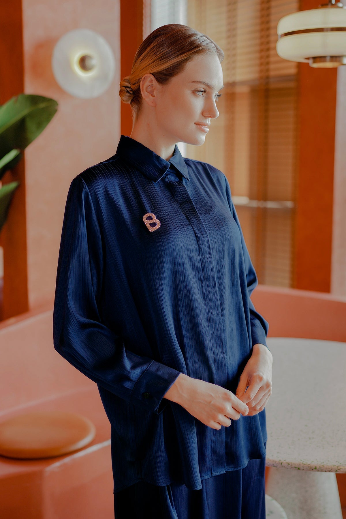 Amaya Basic Set Shirt - Navy