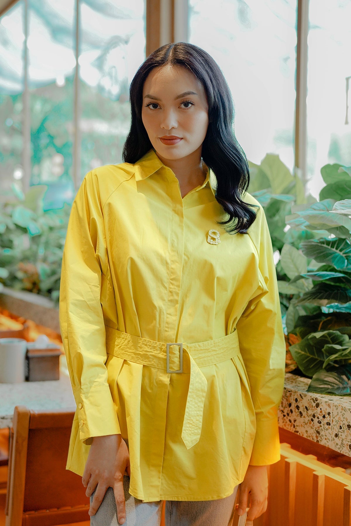 Cotton Shirt With Belt - Pineapple