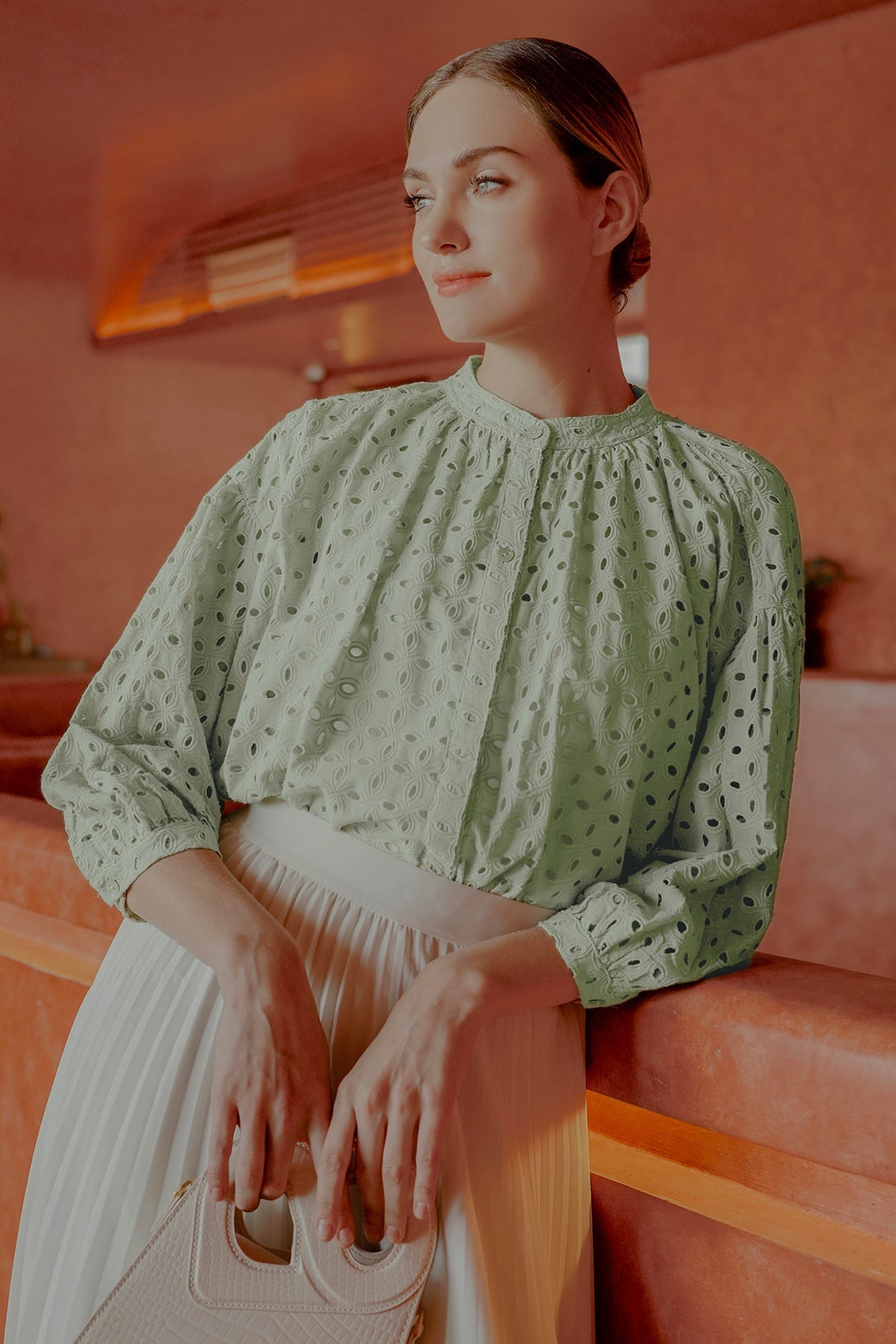 Embroidery Floral Shirt - Pistachio