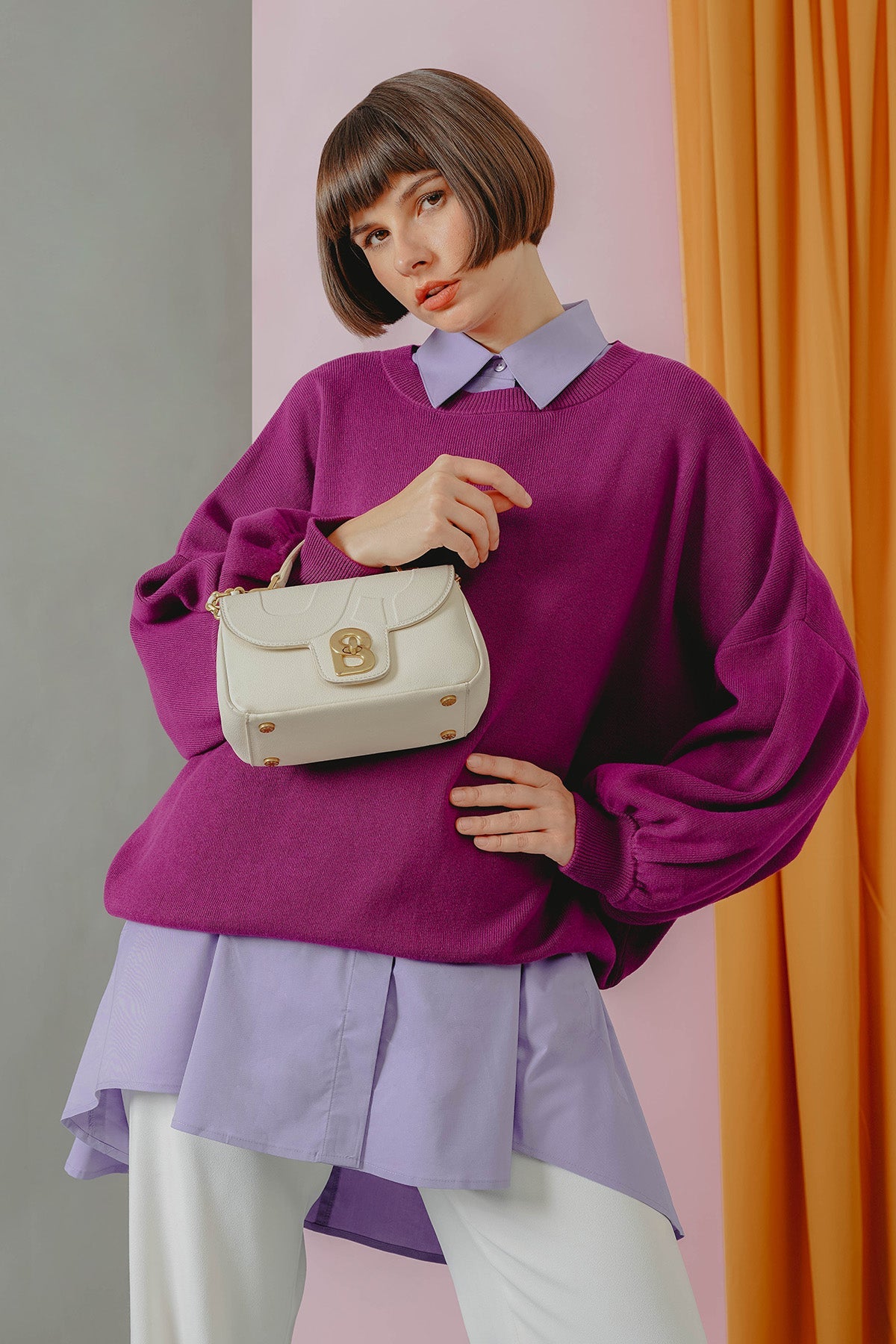 Sweatshirt With Dolman Sleeve - Plum