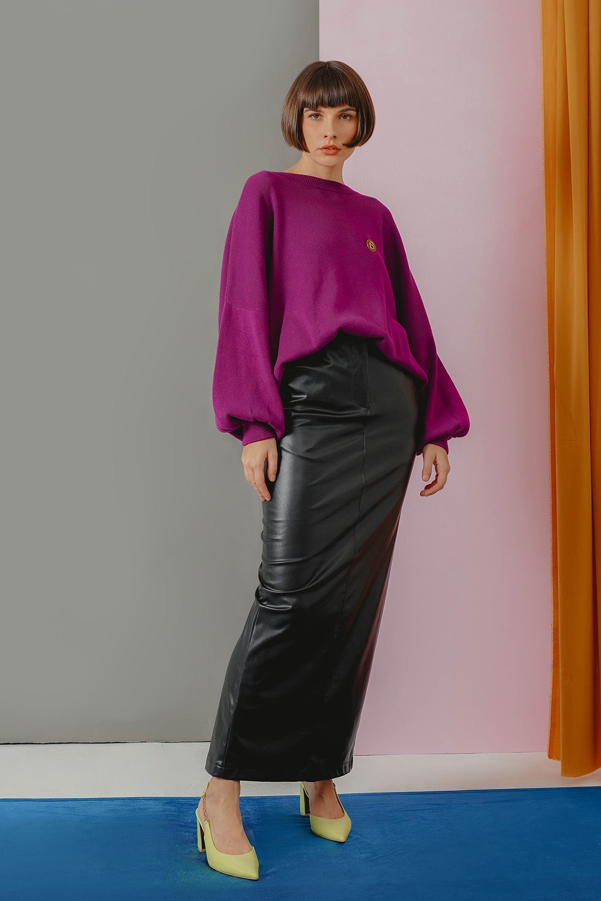 Sweatshirt With Dolman Sleeve - Plum