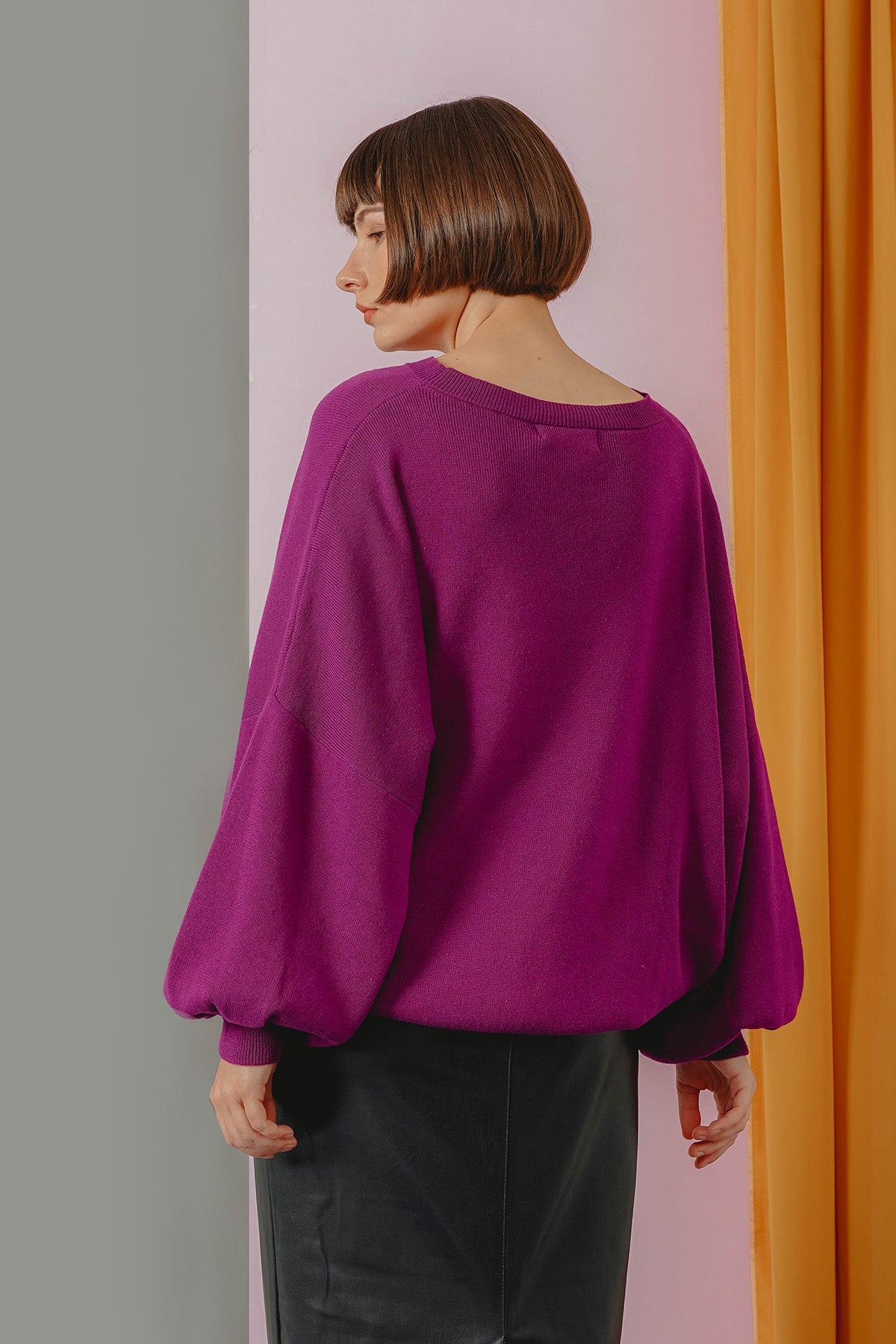 Sweatshirt With Dolman Sleeve - Plum