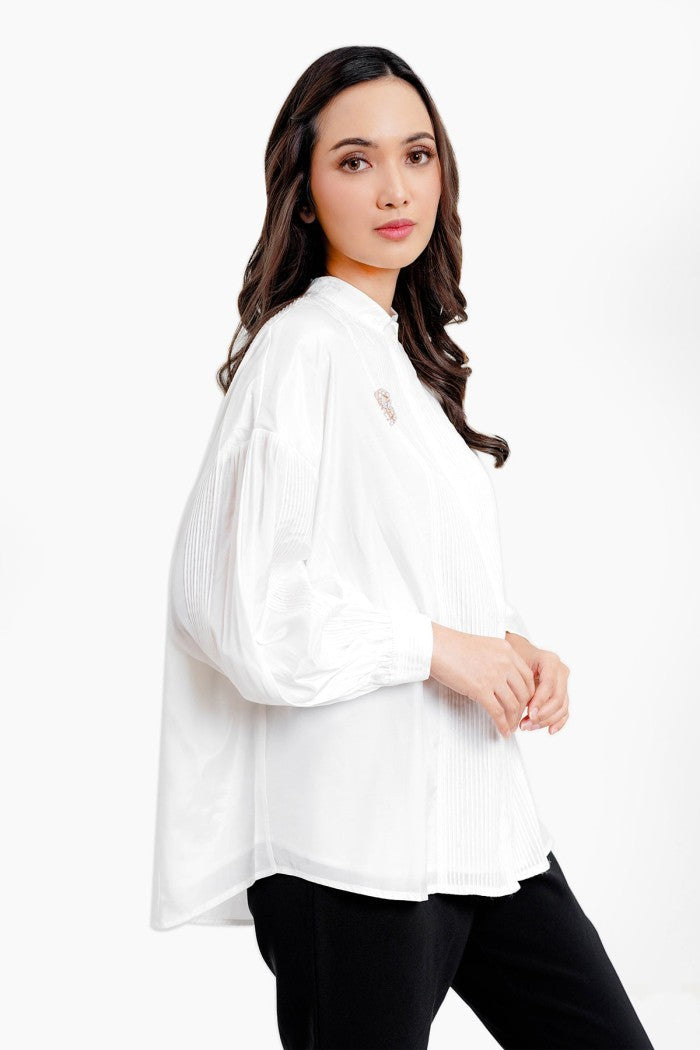 Selena Textured Shirt - White