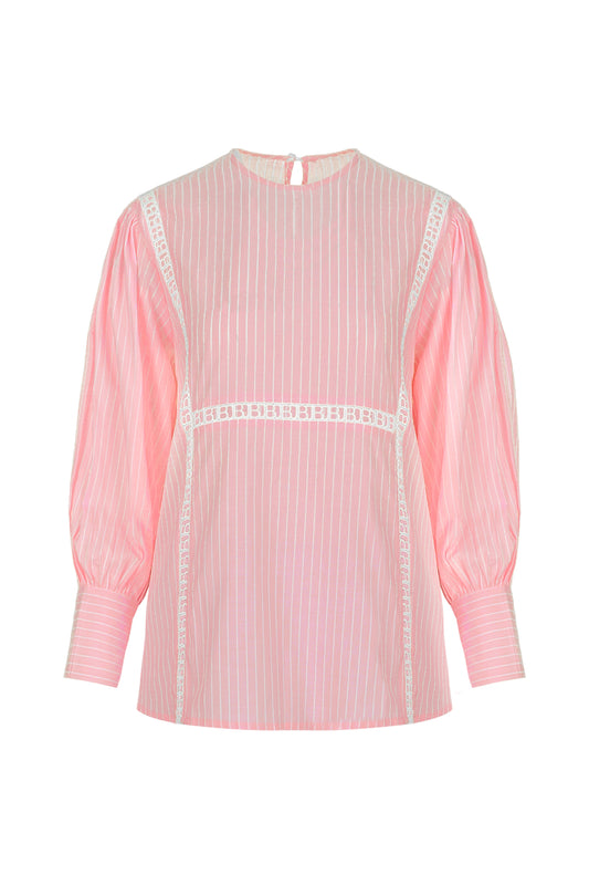 Alice Stripe Detailed Blouse - Pink