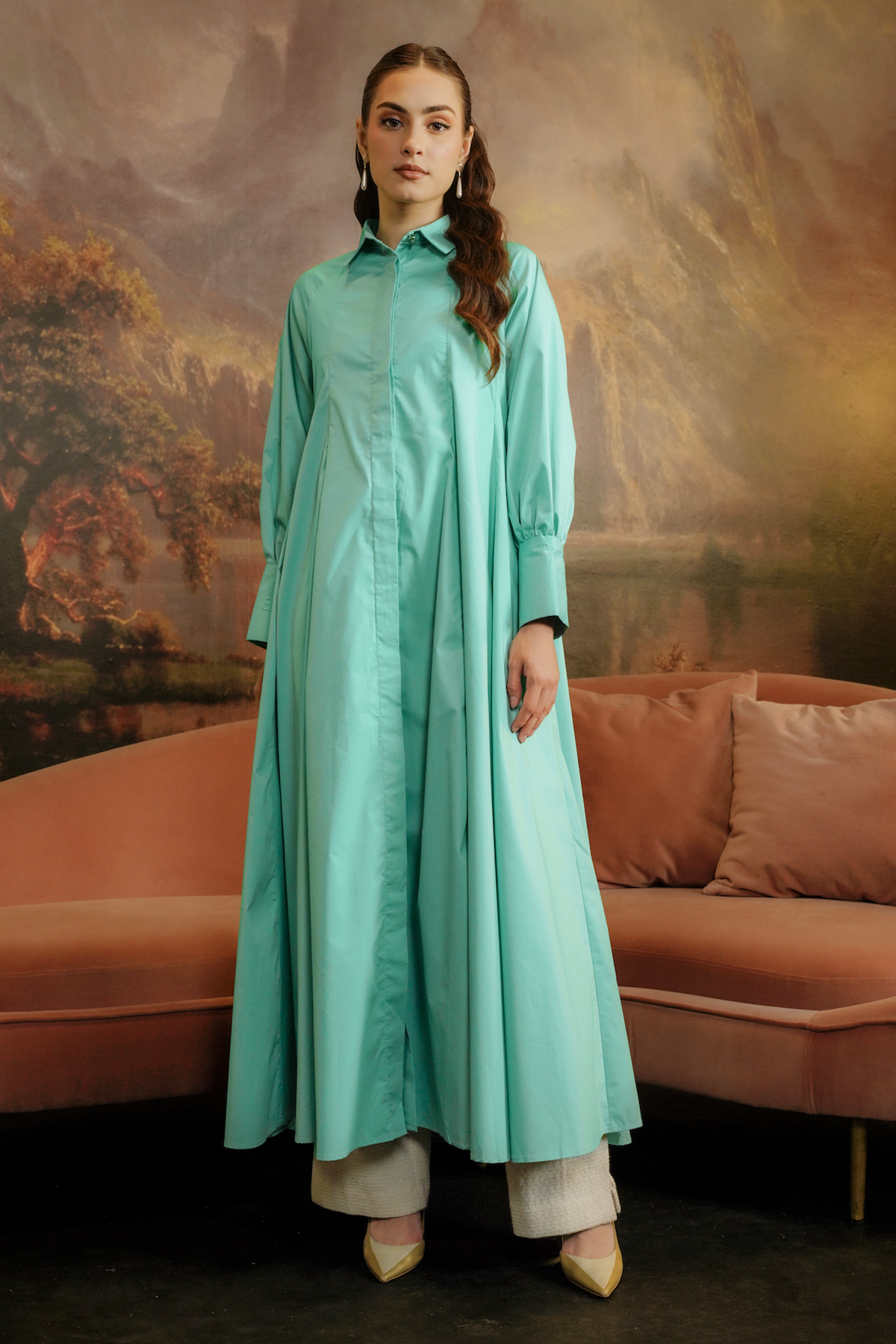 Adira Dress With Raglan Sleeve - Aqua