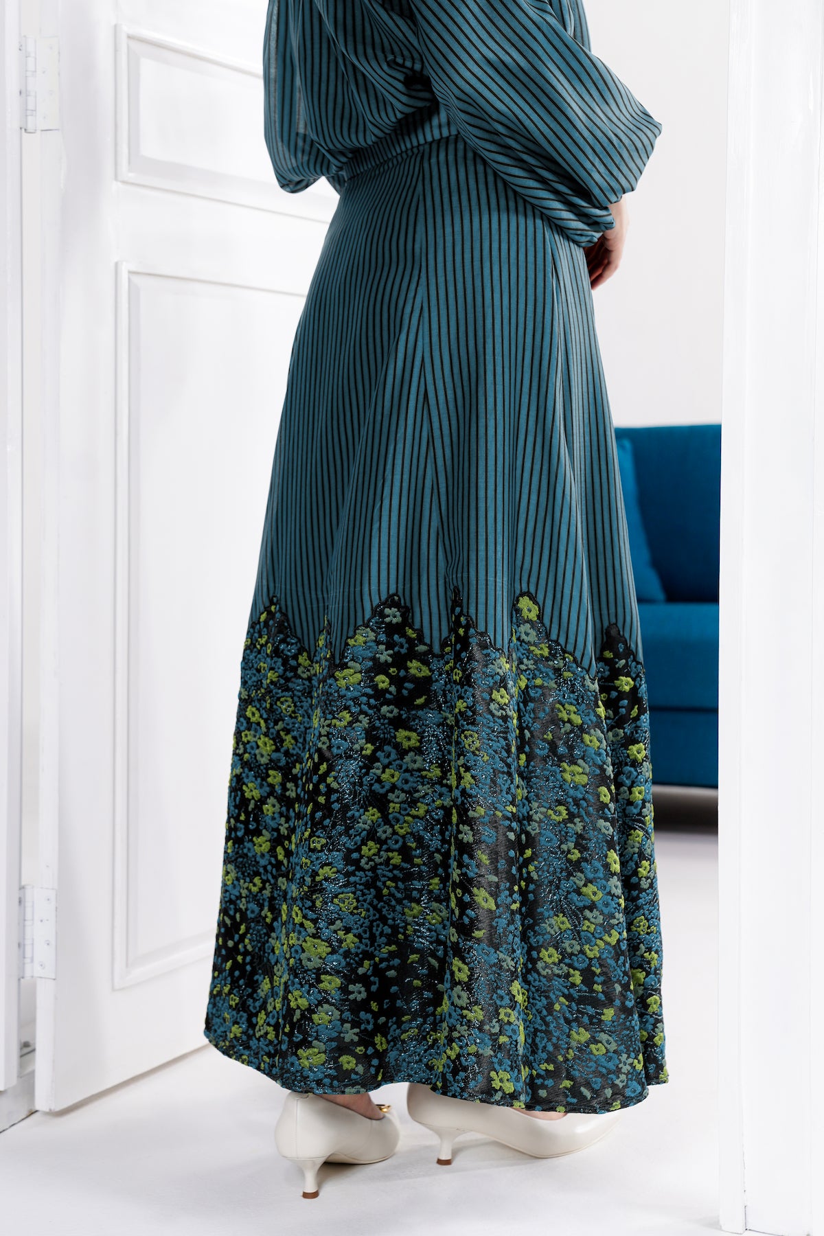 Aletta Jacquard Skirt - Teal