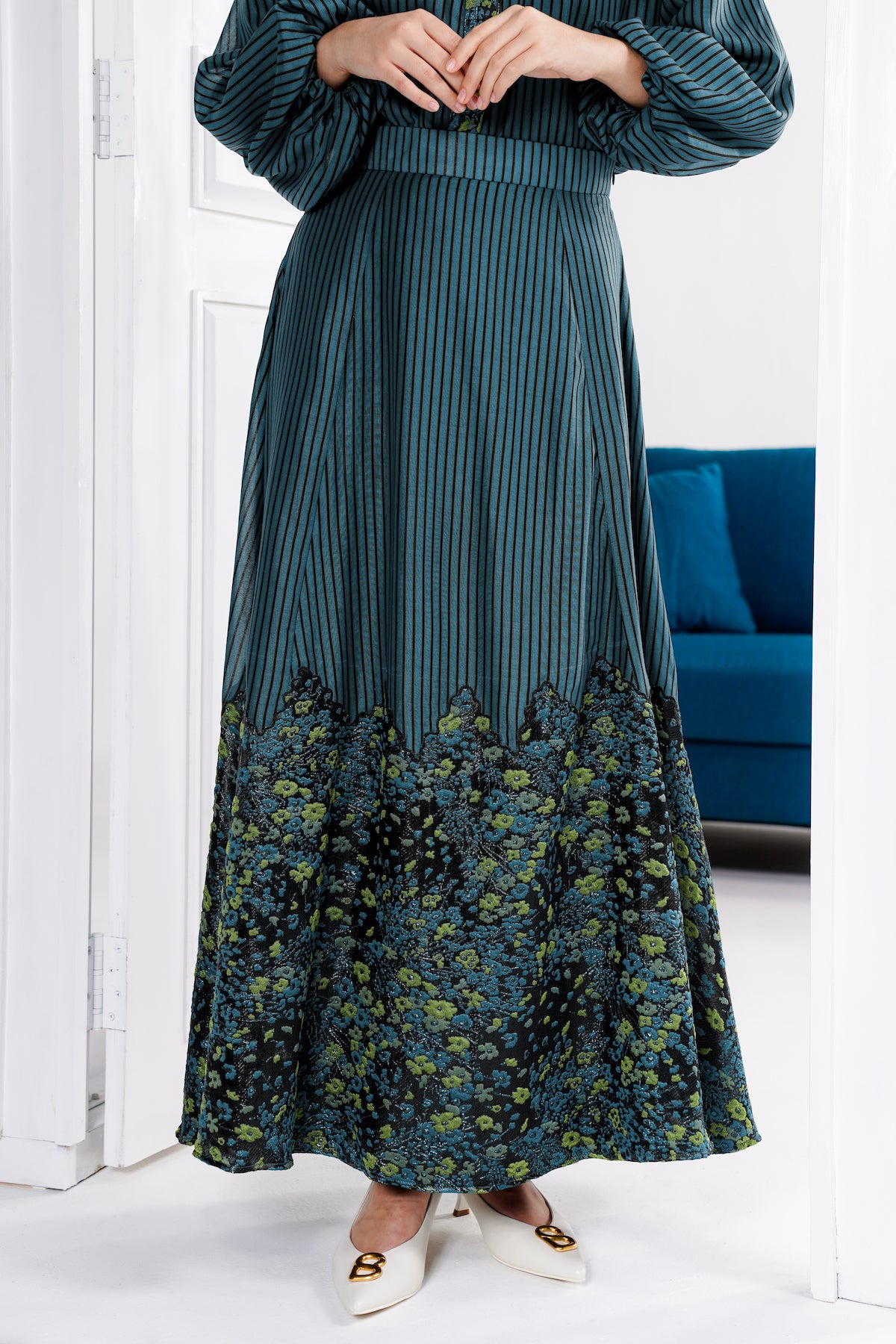 Aletta Jacquard Skirt - Teal