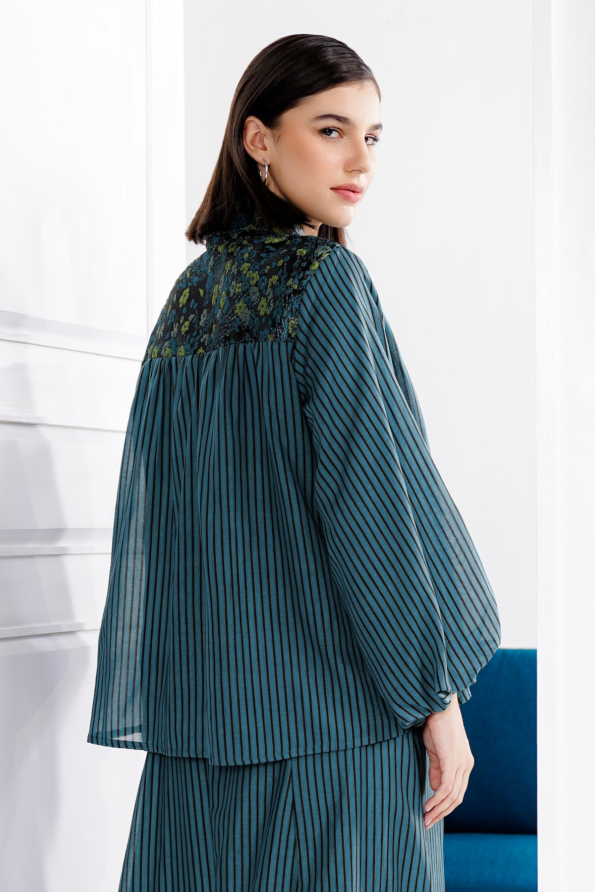 Alisha Jacquard Shirt - Teal