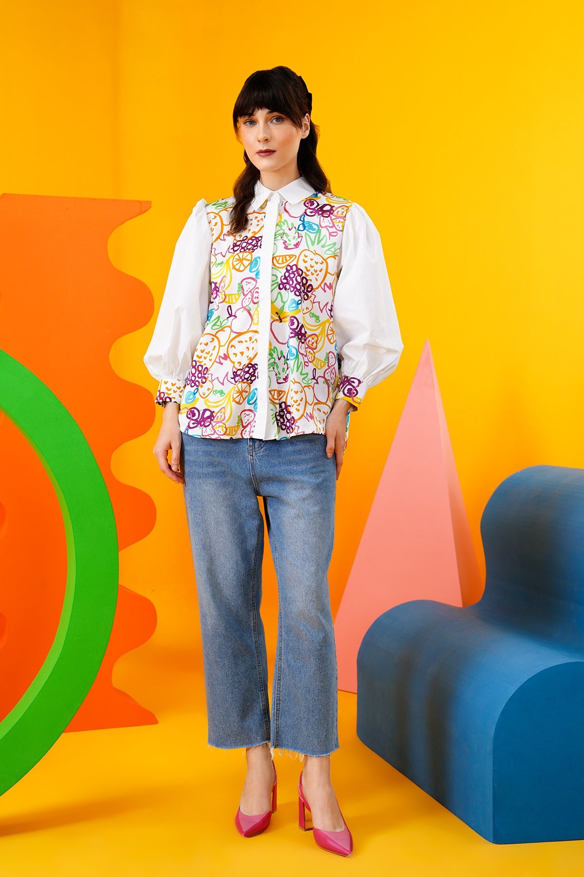 Ameena Pleated Shirt - Multicolor