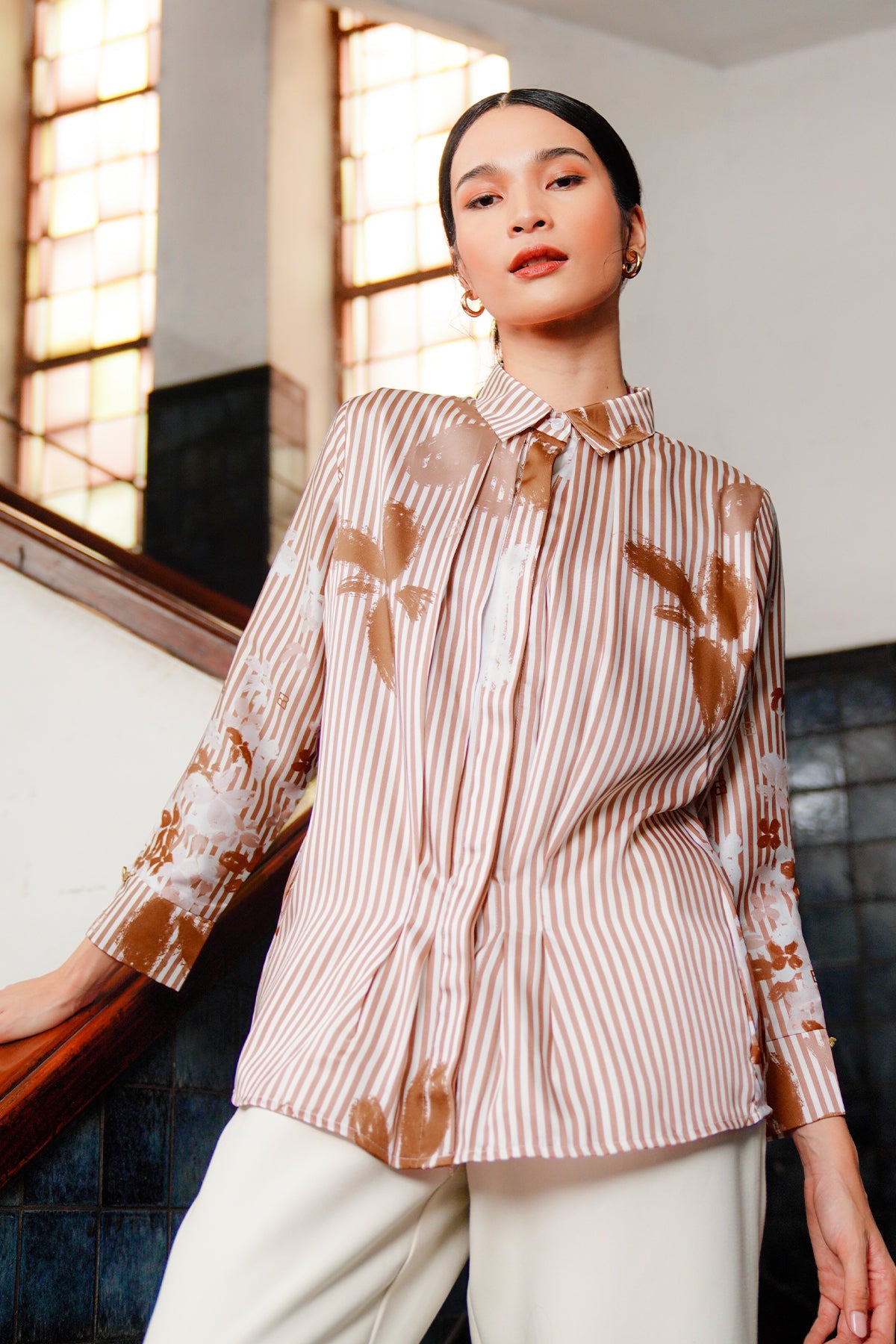 Amona Pleated Shirt - Terracota