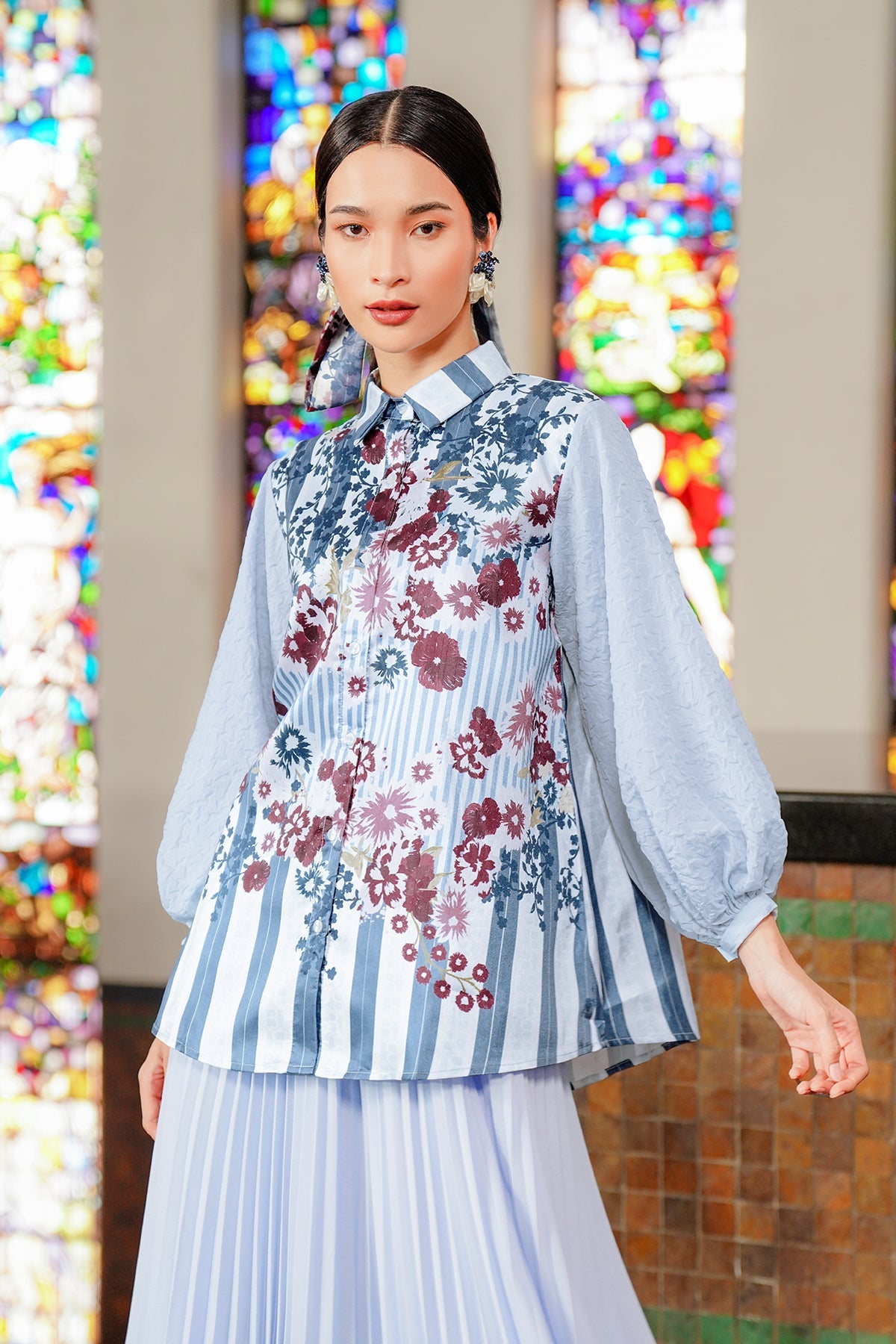 Amona Texture Shirt - Blue