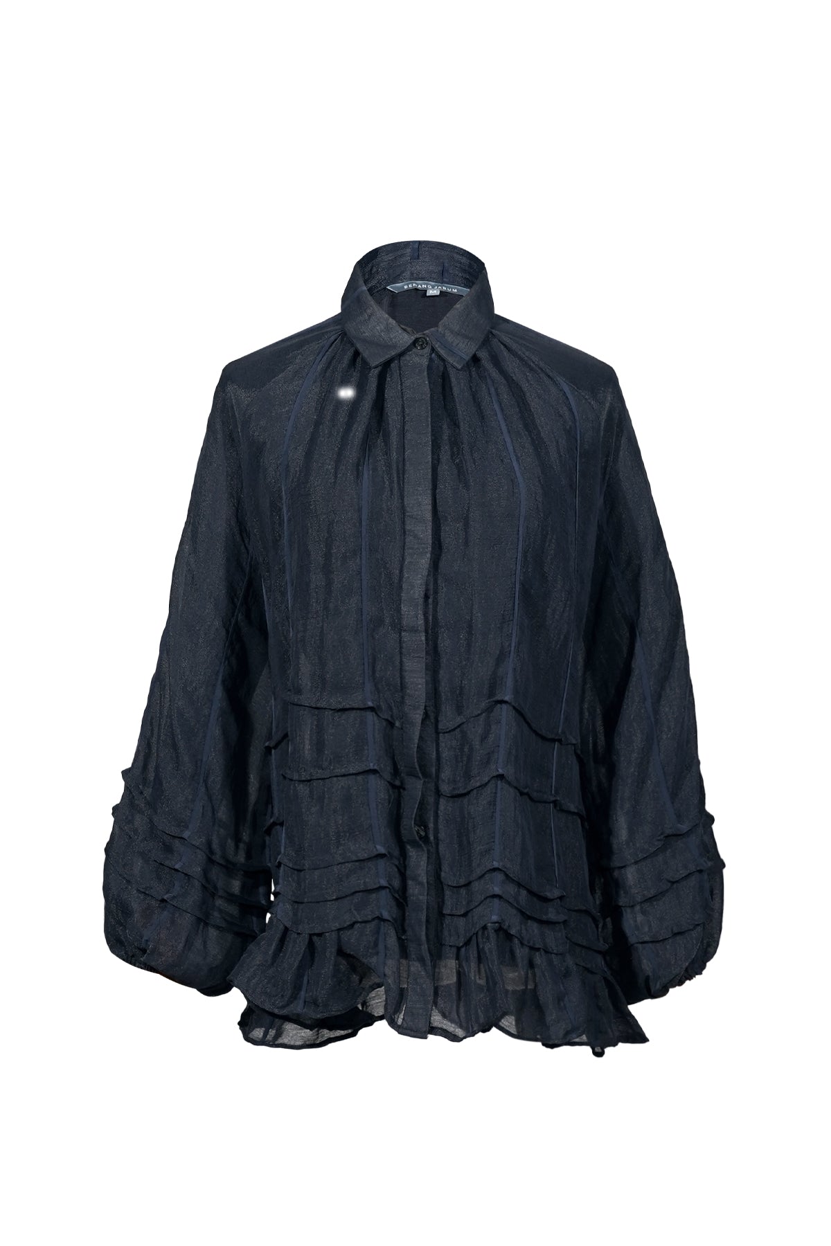 Anzy Shirt With Pleated Detail - Navy