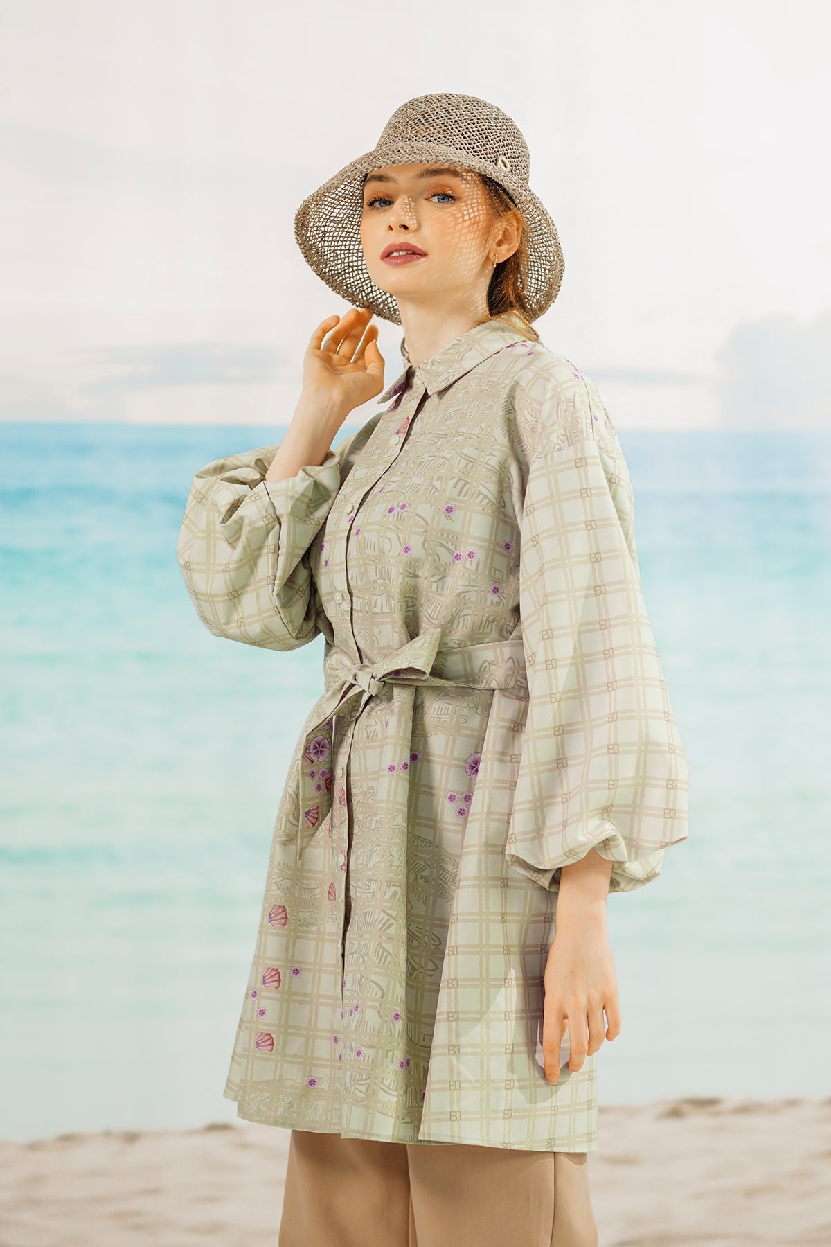 Aquarielle Belted Shirt - Sand