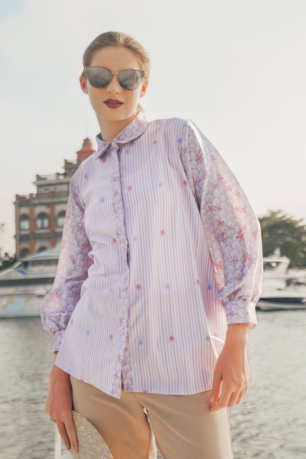 Aquarielle Godet Shirt - Purple