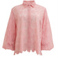 Arika Embroidery Crop Shirt - Pink