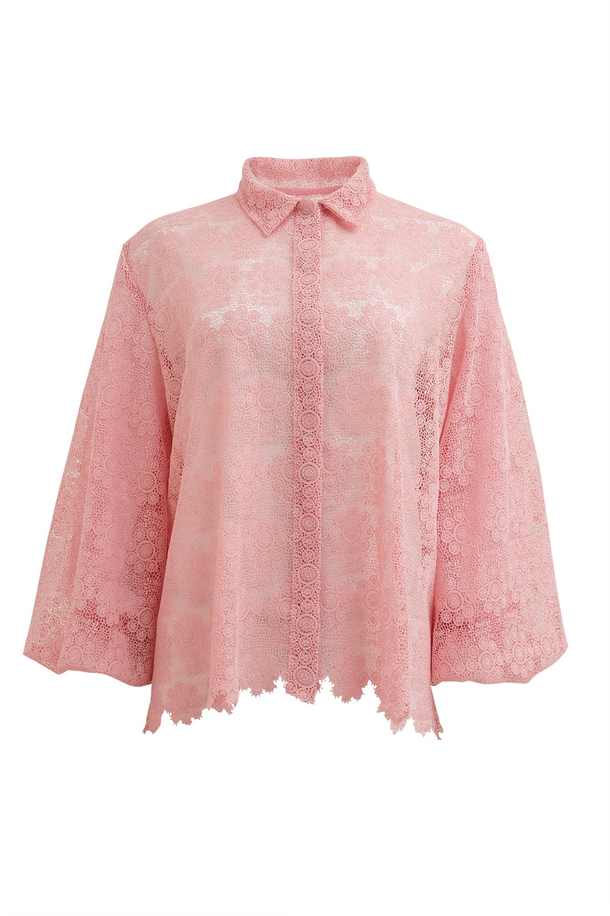 Arika Embroidery Crop Shirt - Pink