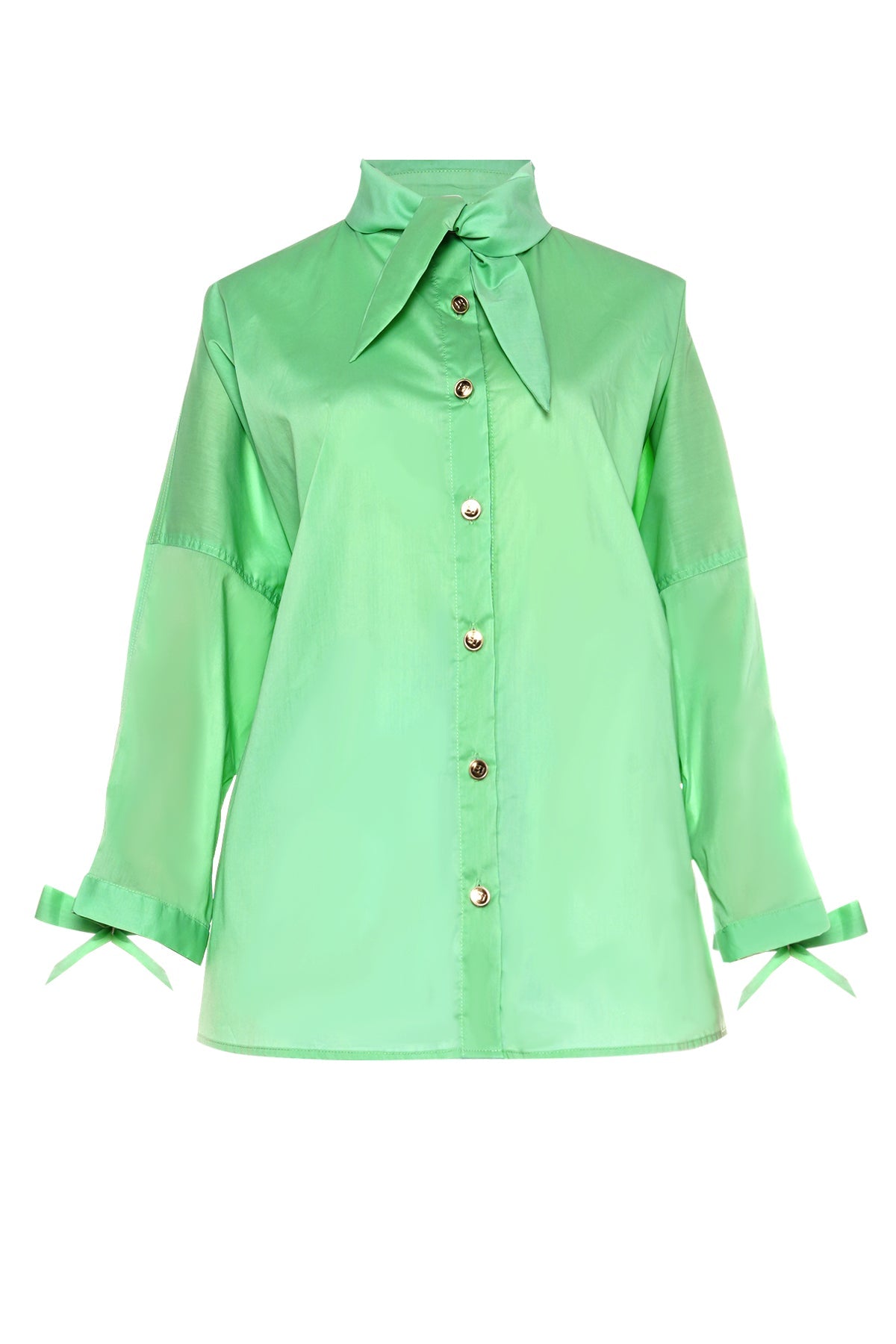 Azra Tie Bow Shirt - Green