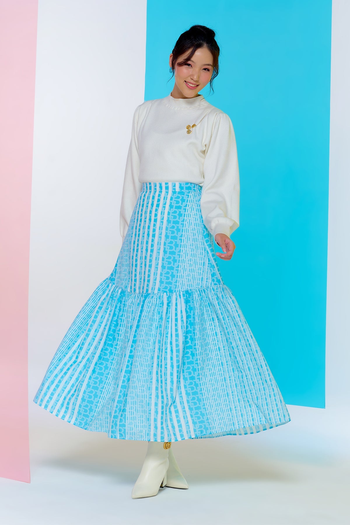 Chupa Chups Tiered Skirt - Sea Salt