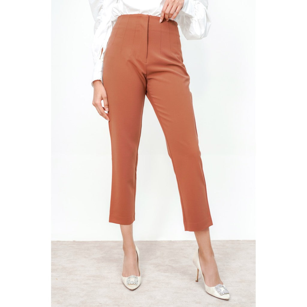 Basic HIgh Waisted Pants - Brown