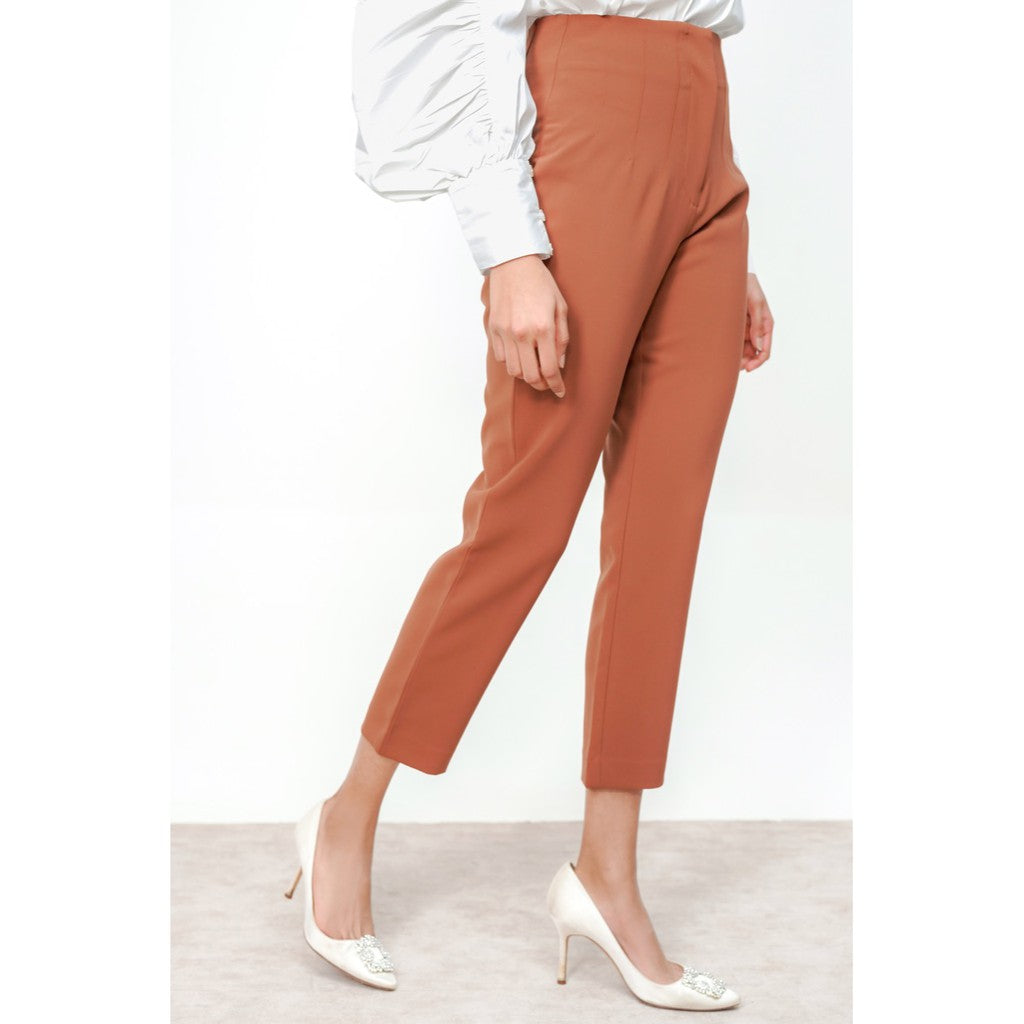 Basic HIgh Waisted Pants - Brown