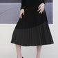 Two Tone Pleated Skirt Black Grey