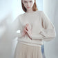 Knitted Top with Volume Sleeve Beige