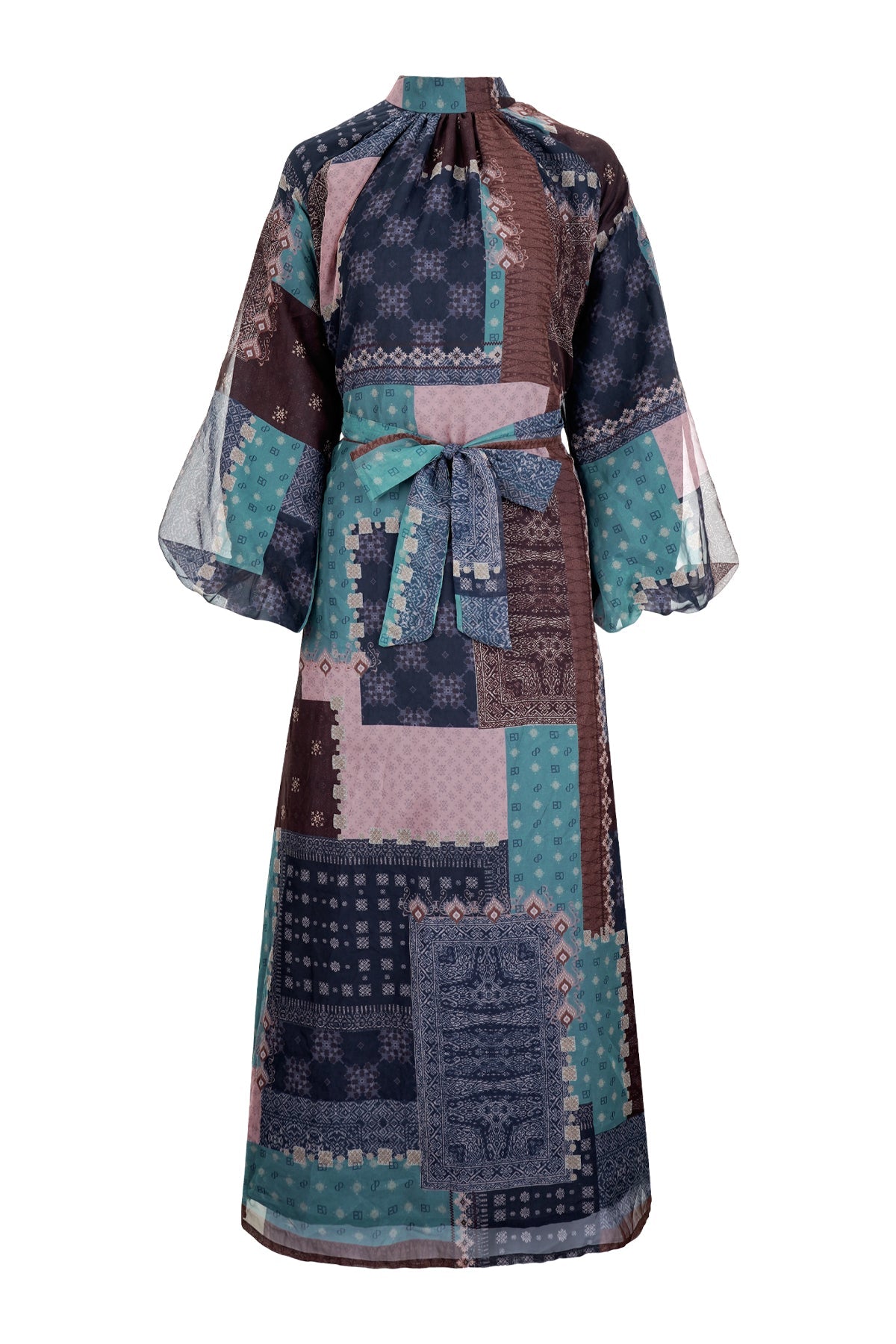 Benang Pelangi Cindo Raglan Dress - Patchwork Navy