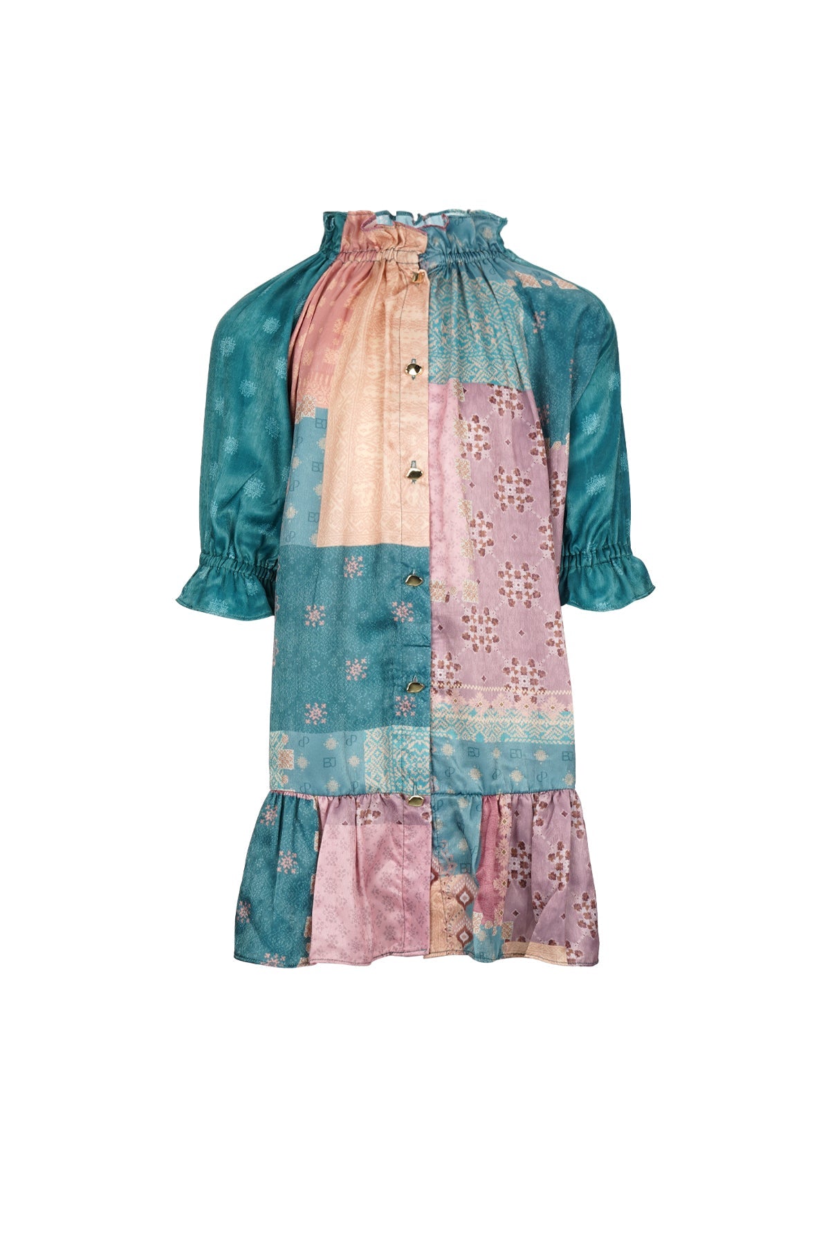 Benang Pelangi Musi Kids Ruffle Dress - Teal