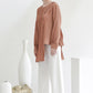 Brick Asymmetric Pleated Blouse