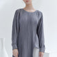 Grey Asymmetric Pleated Blouse