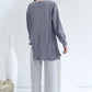 Grey Asymmetric Pleated Blouse