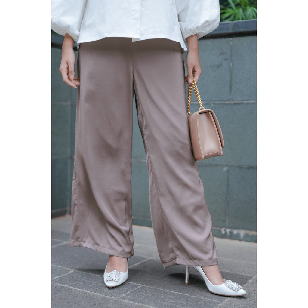 Brown Satin Camille Pants