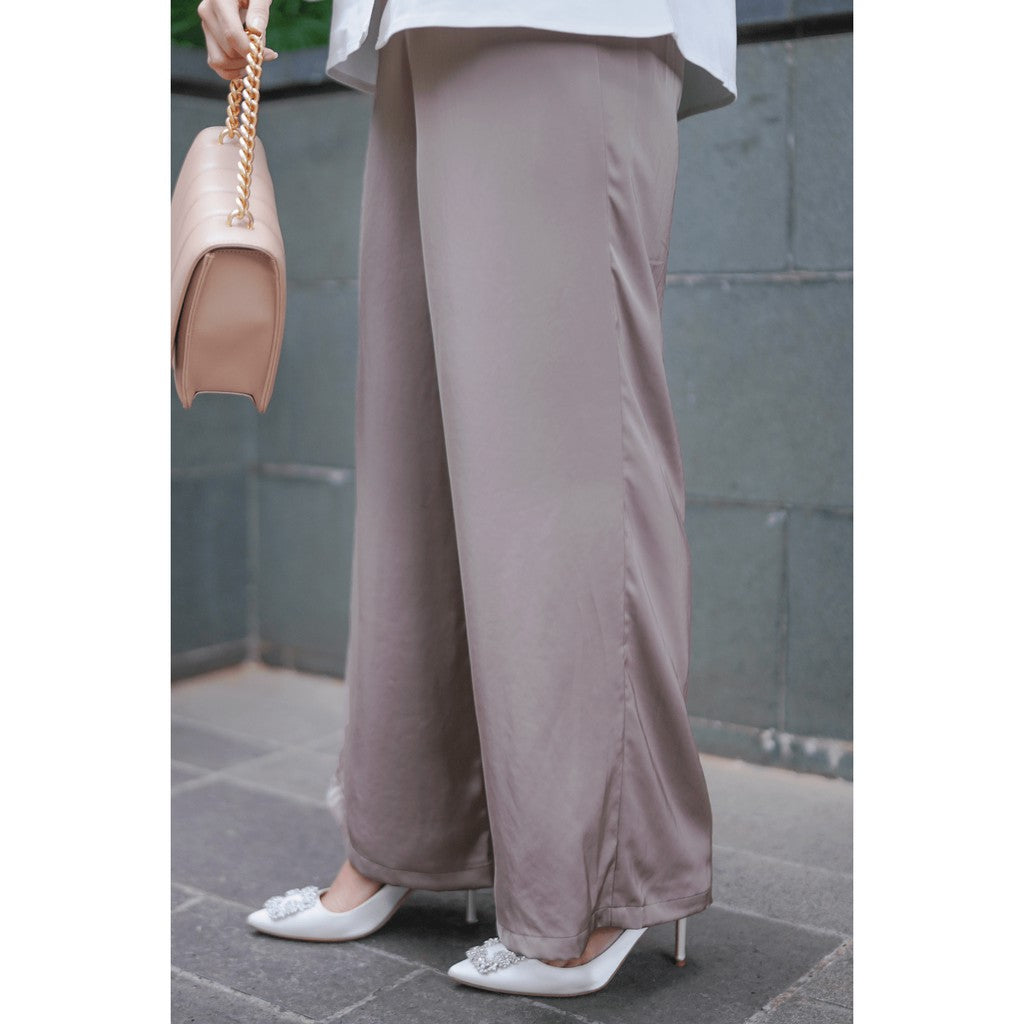 Brown Satin Camille Pants