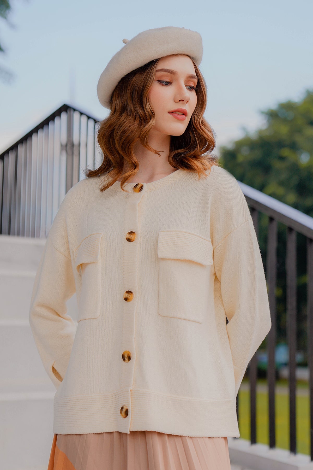 Cardigan with Pockets - Vanilla