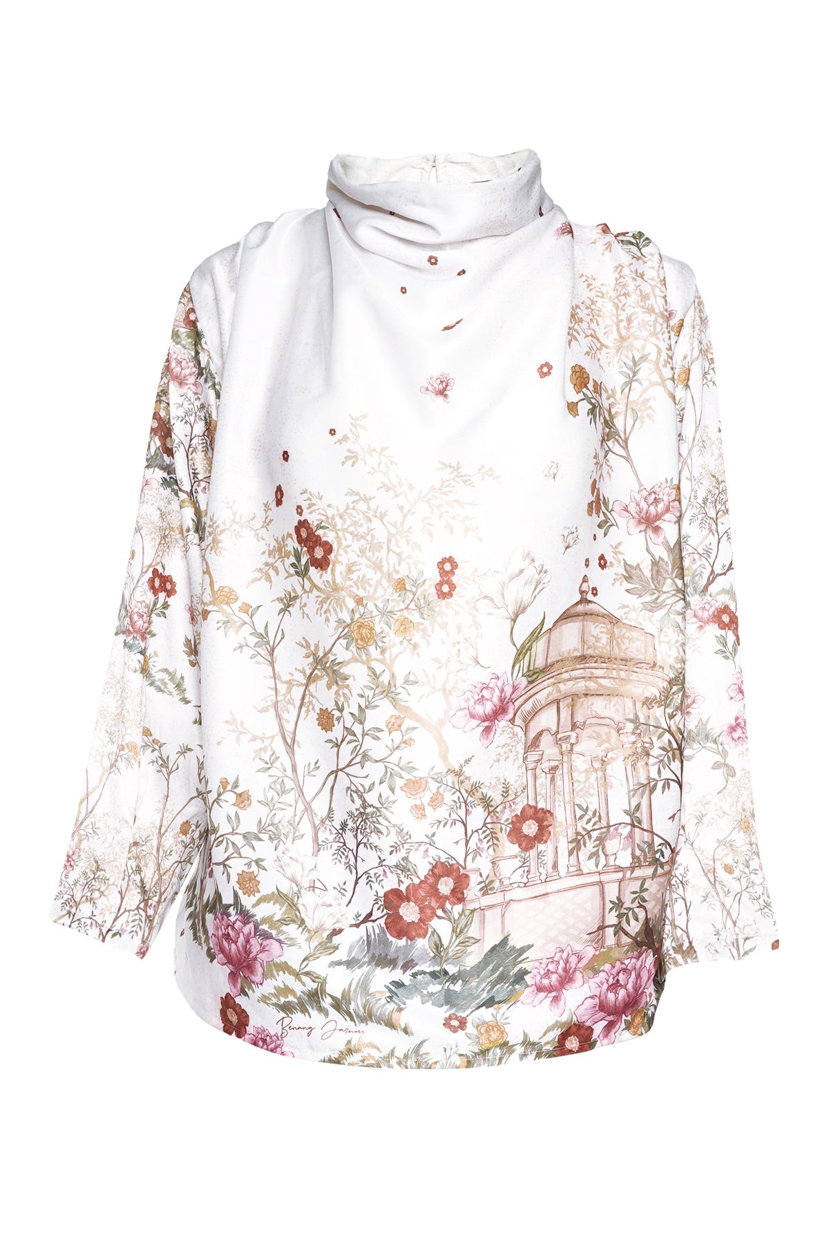 Chinoiserie Drapery Blouse - Ivory