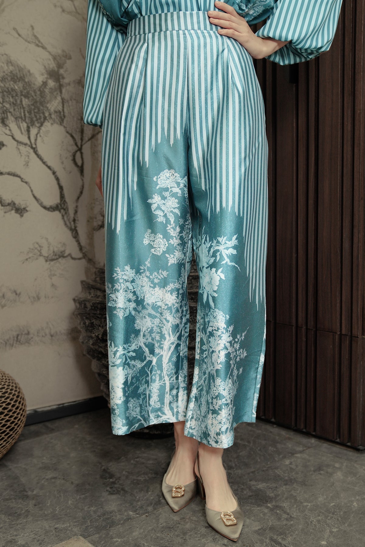 Chinoiserie Pants - Teal