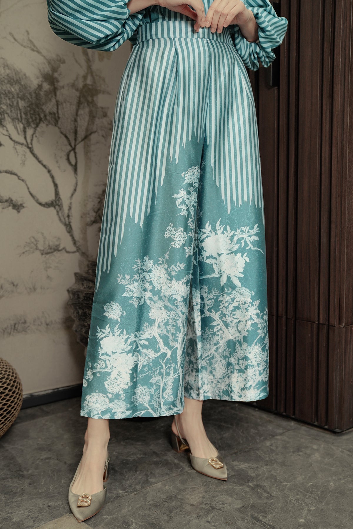 Chinoiserie Pants - Teal