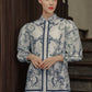 Chinoiserie Puffy Tunic - Navy