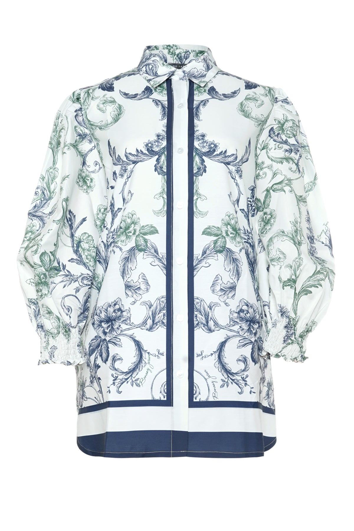 Chinoiserie Puffy Tunic - Navy