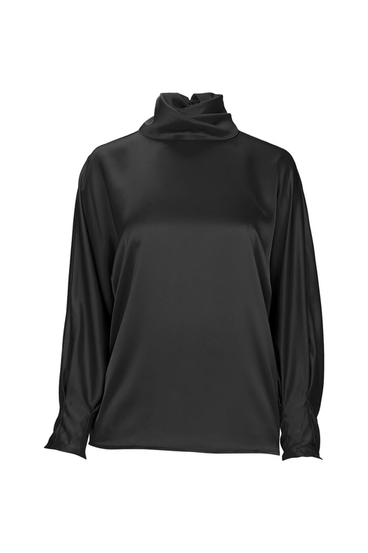 Cora Draped Blouse - Black