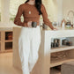 Cuff Knit Sweater - Brown