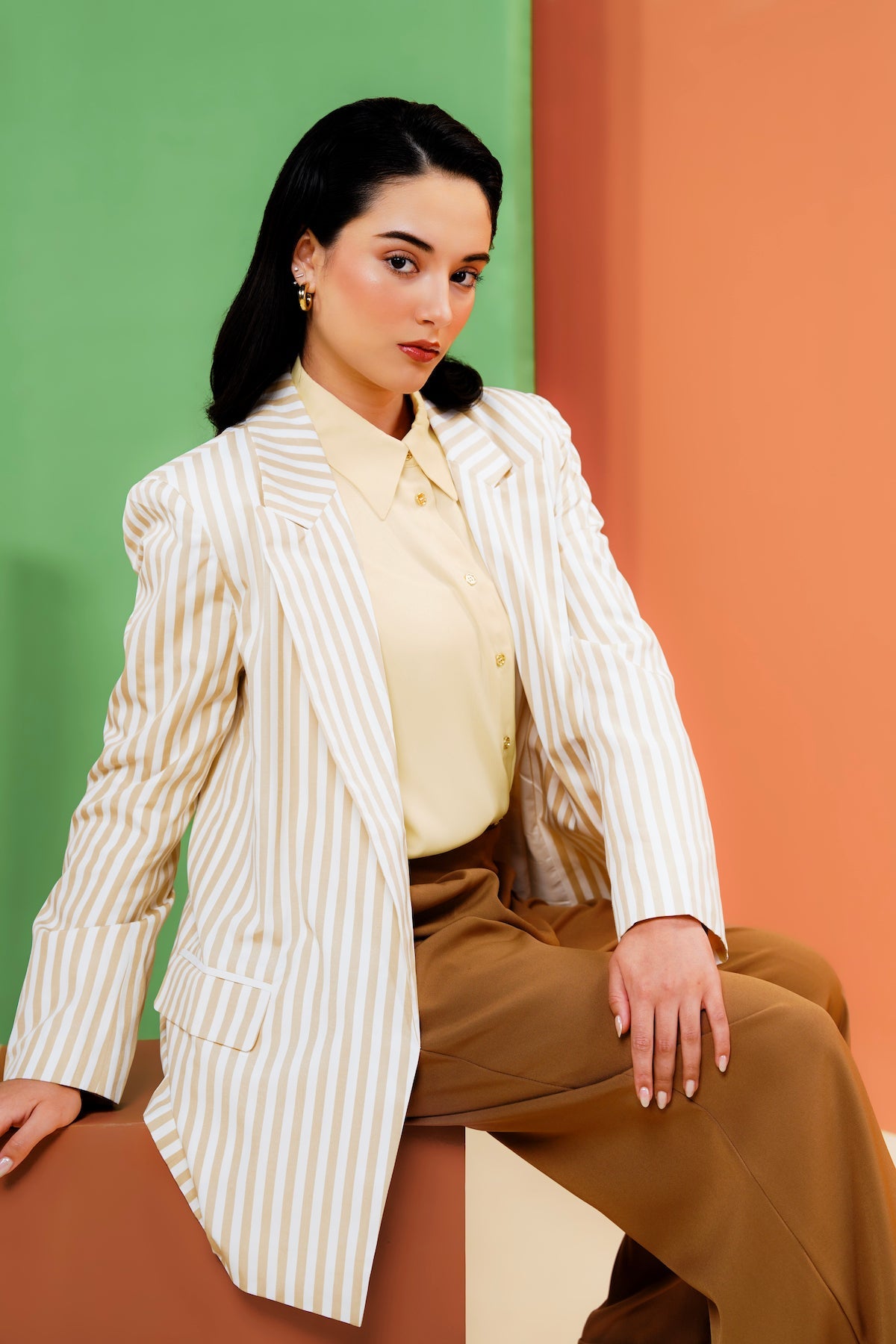 Eleon Striped Blazer - Butter