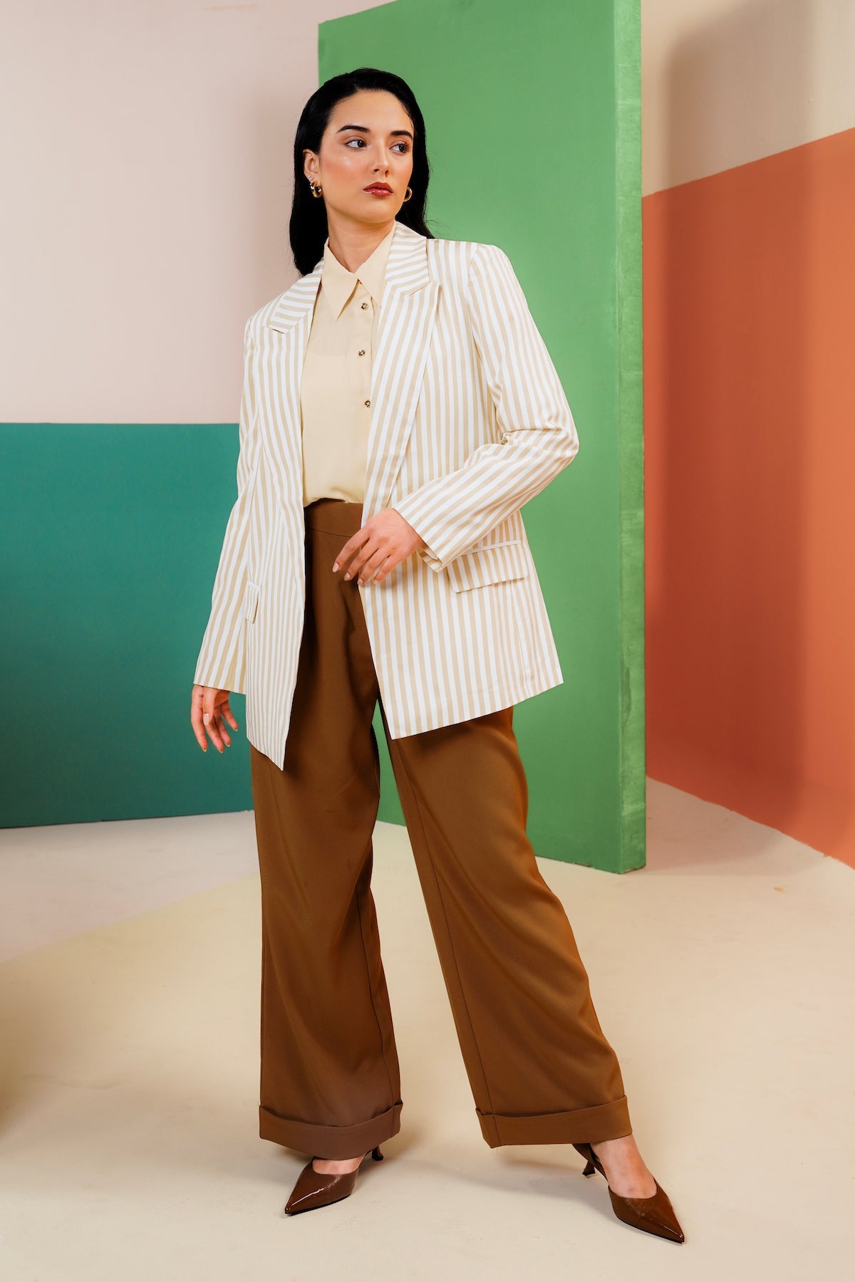 Eleon Striped Blazer - Butter